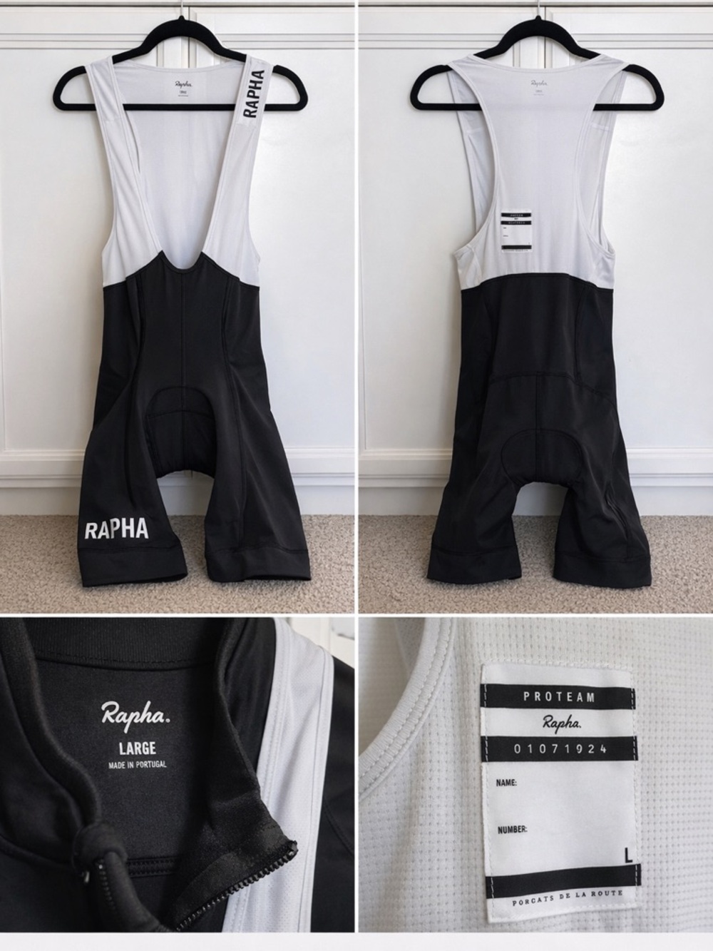 Rapha Black and White Pro Team Bib Shorts